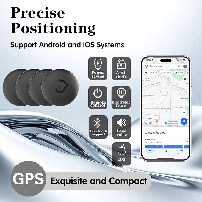 Mini GPS Tracker for Vehicles – Car Tracker Device Hidden with Magnetic Silicone Case, iOS Compatible Portable Personal Anti-Theft GPS Tracker for Car, Bike, or Kids, No Monthly Fee