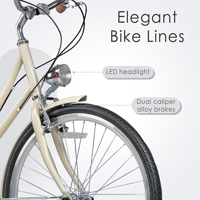 AVASTA Vela Hybrid Bike for Adult Women Female Lightweight Step Through 26 Inch High Tensile Steel Frame City Commuter Comfort Lady Bicycle, 6-Speed, Multiple Colors