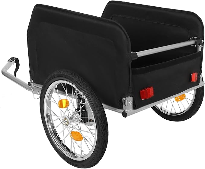 Heavy-Duty Bike Cargo Trailer with Removable Waterproof Cover – 88 lbs Capacity, 16" All-Terrain Wheels & Foldable Design for Camping, Groceries, Hauling Essentials