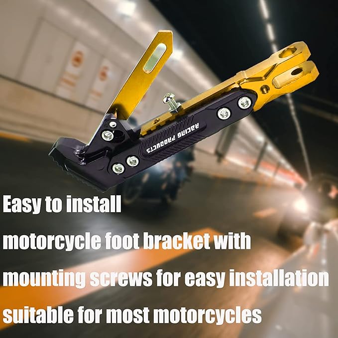 Universal Motorcycle Kickstand Accessories Motor Scooter Modified CNC Aluminum Alloy Adjustable Tripod Holder Kickstand Foot Side Support Stand Motor Scooter Motorbike Motocross Dit Pit Bike