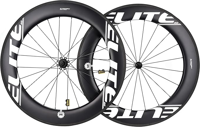 ELITEWHEELS Road Bike Carbon Wheels 700c Clincher 30/38/50/55/60/82mm Carbon Wheelset Tubeless Ready Cycling Wheel U Shape