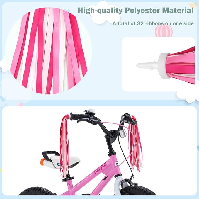 Kids Bike Bell with 2 Pcs Bike Streamers for Girls, Cute Children's Bicycle Accessories