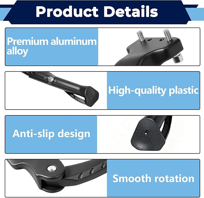 Kickstand for 20-22 Inch Bicycles, Ebike Kickstand Fit for Ridestar Q20 and Super 73, Non-Slip Kick Side Stand