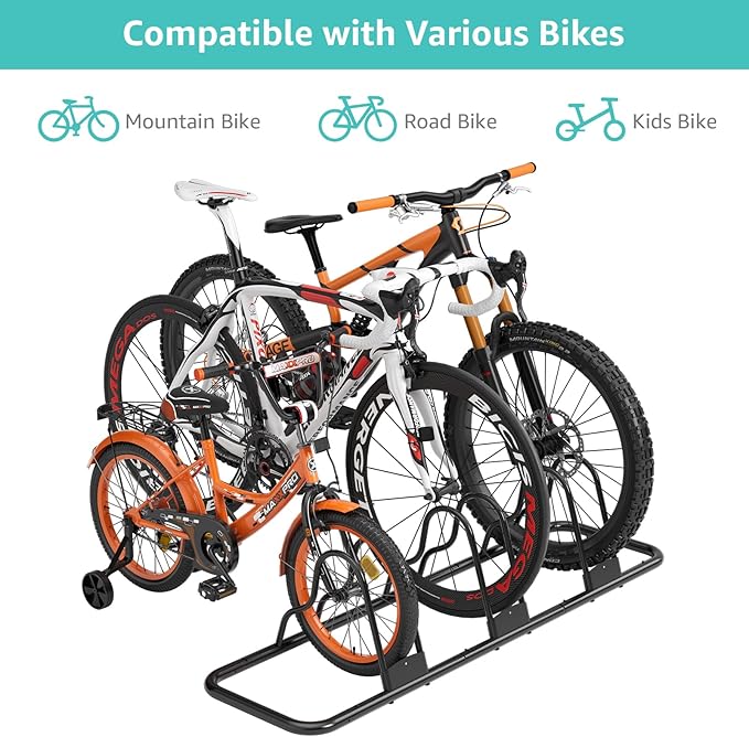 Outdoor Bike Rack Garage Floor - 6 Bicycle Racks & Stands Kids Bike Parking Organizer Indoor Bike Storage Holder