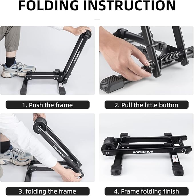 ROCKBROS Foldable Bike Stand Floor Bike Parking Stand Bicycle Rack for 20"-29" Mountain Road Indoor Outdoor Garage Storage