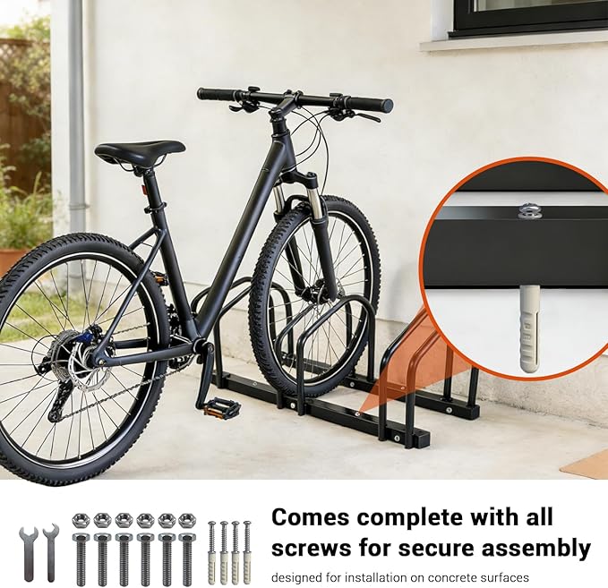 Bike Rack Floor Stand Parking for 3 Bikes,Ideal Bike Storage Organizer for Mountain & Road Bikes with 22-28" Wheel Stand & 2.2" Tire Width, Bike Stand for Garage/Indoor/Outdoor