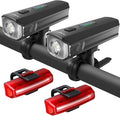 Bike Lights USB-C Rechargeable Bicycle Front Headlight and Rear Taillight with 4+5 Light Modes, Waterproof Bike Light Set for Night Riding, Commuter, Road & Mountain Cycling