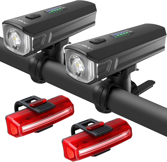 Bike Lights USB-C Rechargeable Bicycle Front Headlight and Rear Taillight with 4+5 Light Modes, Waterproof Bike Light Set for Night Riding, Commuter, Road & Mountain Cycling