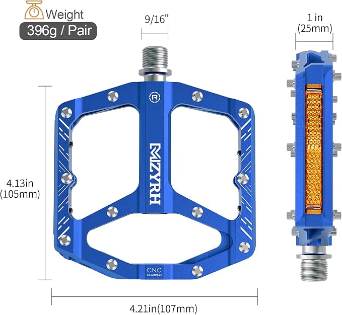 MZYRH Mountain Bike Pedals MTB Pedals,9/16" Non-Slip Lightweight Aluminum Alloy Bicycle Pedals for Road Mountain BMX MTB