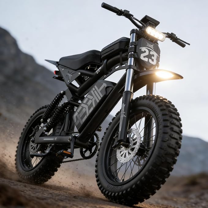 Electric Bike for Adults, 1500W-3000W Peak Ebike with Full Suspension, 20" x 4.0 Fat Tire Retro Scrambler Moped Style, 48V/52V Long Range All-Terrain Electric Bicycle, UL 2849 Certified
