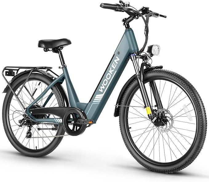 Wooken Electric Bike for Adults, 1000W Peak Ebike, 26" x 2.1" Tire Step Through Electric Bike, City Cruiser Ebike with 48V 10.4/15Ah Removable Battery, 7 Speed, SGS Certified to UL2849