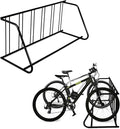 Single Side 6 Bike Floor Rack 72 Inch Length Freestanding Bicycle Parking Stand In Ground Grid Design For Garages Streets Yards And Bike Events Heavy Duty Storage (Black, Single Side 6 Bike)
