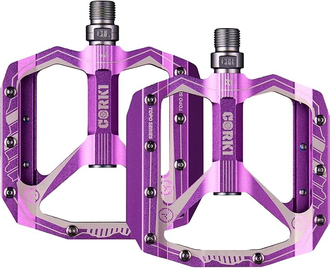 corki Extra Large Mountain Bike Pedals Flat, Aluminum Alloy MTB Pedals, Wide Platform Pedals 9/16"(Black Red Purple Green)