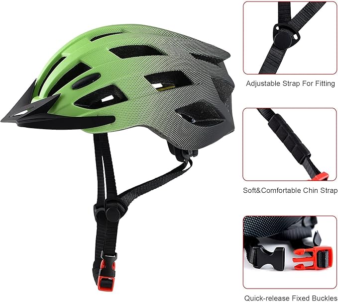 Adult Bike Helmets, Adjustable Mens Womens Bicycle Helmet, Lightweight Road Mountain Cycling Safety Sports Helmets with Detachable Visor
