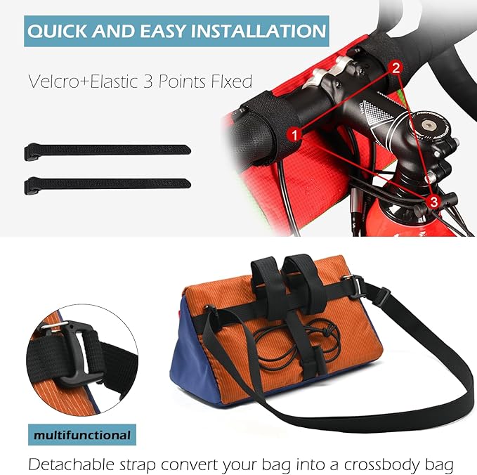 Bike Handlebar Bag, Bicycle Front Bag, Kids Handle Bar Bag, Storage Bag with Shoulder Strap for Men Women Kids Outdoor Road MTB Cycling