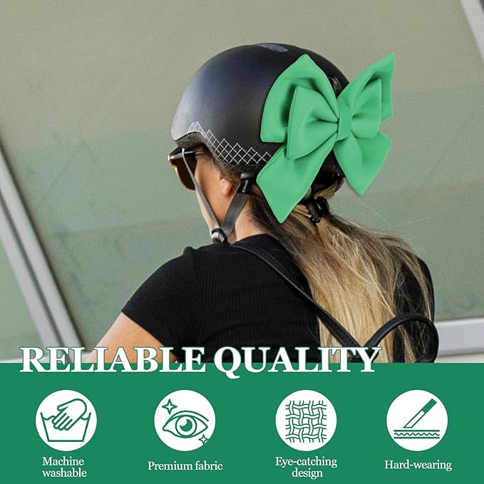 Bow Helmet Accessory, 8.07"x11.22" Stylish Motorcycle Helmet Bow Decoration for Women, Removable Cute Fashion Ribbon Bows Ornament for Motorcycle Scooter E-Bike Helmets (Light Green)