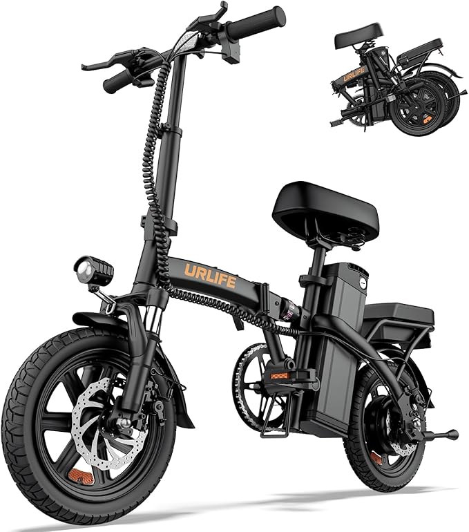 URLIFE Electric Bike for Adults, 14" Folding Electric Bike, 500W Peak Motor, 48V 375Wh, 20MPH, 40 Miles Long Range, Mini E Bikes for Adults and Teens, UL 2849