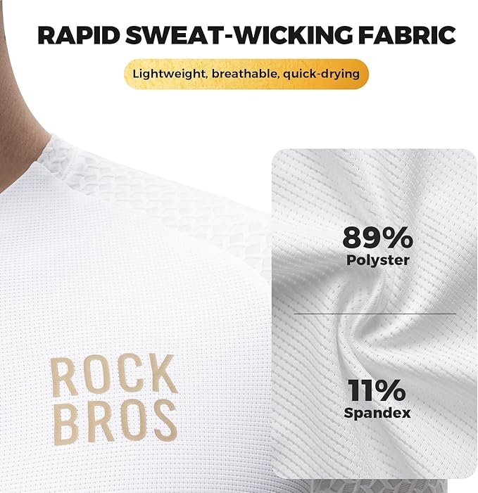 ROCKBROS Men's Cycling Jersey Long Sleeve Shirt Bike Jersey Men with Full Zipper Pocket Quick Dry
