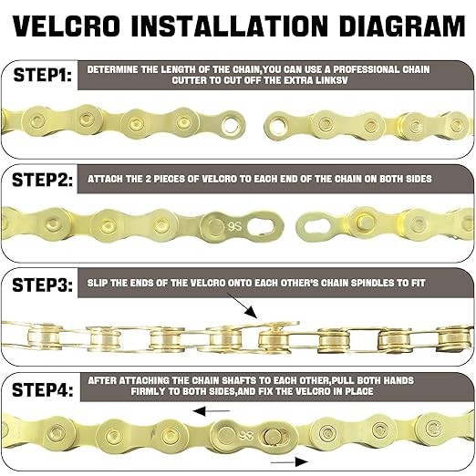 6/7/8/9/10/11/12 Speed Bike Chain – High-Strength, Durable & Smooth-Shifting for Road/Mountain Bikes (Gold-9-Speed)