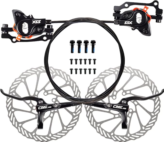 Chooee Mountain Bike Hydraulic Disc Brake ，MTB Hydraulic Disc Brake Set Right Front 800mm Left Rear 1450mm Hydraulic Brake，Black