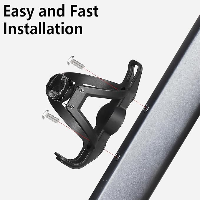 Bike Water Bottle Holder, Adjustable Lightweight Bicycle Water Bottle Cage with Screws Tool, Universal Bike Cup Holder Rack for Road MTB Bikes, Suitable for 2.68-3.54" Diameter Bottles