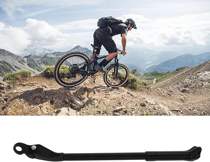 Adjustable Bike Kickstand, Aluminum Alloy Side Support Stand with Enlarged Thickened Base for Stable Parking, Compatible with 22-29in and 700C Tires on Mountain and