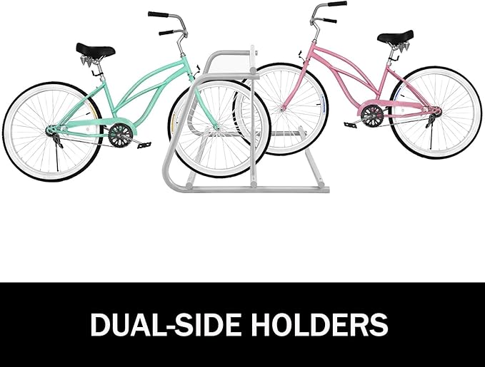 BestEquip 10 Holders Floor Bike Rack, 59" Length All-Steel Grid Bike Rack, 10-Bike Capacity Dual-Side Storage Stand for Garages Streets Yards Bike Events