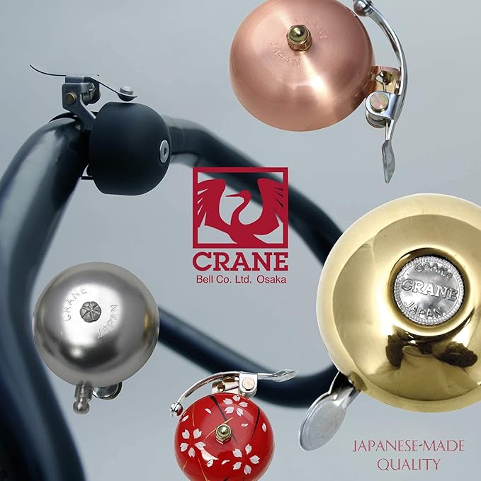 Crane Bike Bell, Suzu Bicycle Bell, Made in Japan for City Bikes, Cruisers, Road Bikes or MTB, Fits Bars diameters 22.2 to 26.0mm
