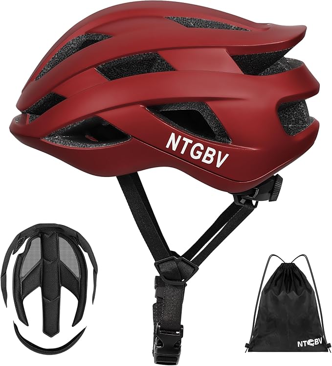 Adult Bike Helmet for Men/Women with Helmet Bag 2 Removable Moisture-Wicking Liners Adjustable Dial Comfort Fit Lightweight Shockproof CPSC 1203 Safety Certified for Road-Ready/Urban-Commute/MTB