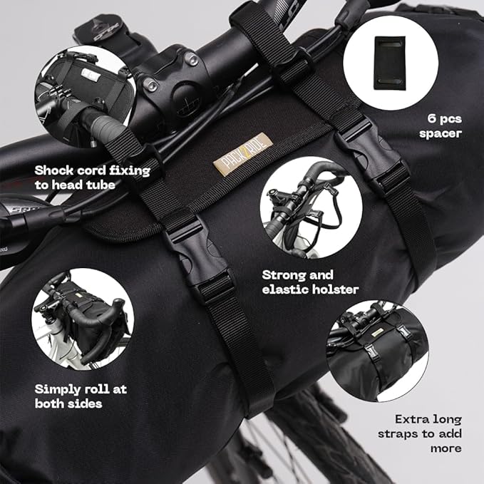 EasyRider Bike Handlebar Bag - Waterproof, Durable Cordura Fabric & Bicycle Equipment Holster Set - Front Biking Storage, Bikepacking Dry Bag for Cycling Travels - 15 lt