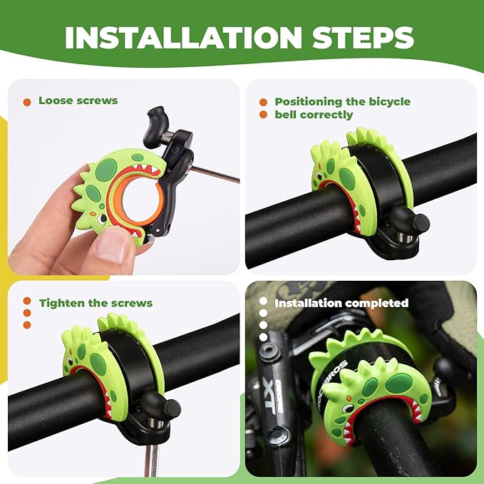 ROCKBROS Bike Bell Aluminum Alloy Bicycle Bell Mountain Bike Bells for Kids Adults with Loud Sound and Fit for 0.87-1in/22-25.4mm Bicycle Handlebars