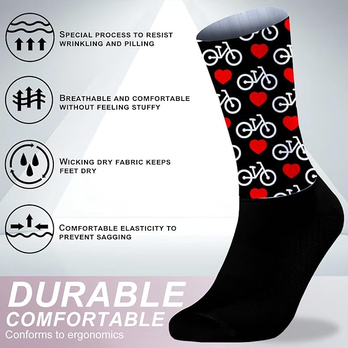 Cycling Socks Athletic Crew Socks Breathable Cushioned Compression Running Hiking Socks For Mens Womens