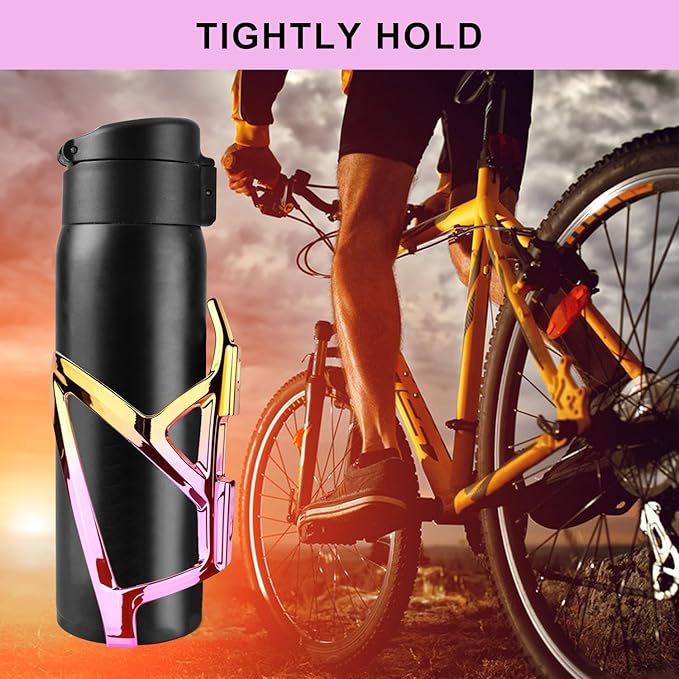 Bike Water Bottle Holder with Screws Lightweight Cycling Bicycle Water Bottle Holder for Road, Mountain Bike (Dazzle Yellow Pink)