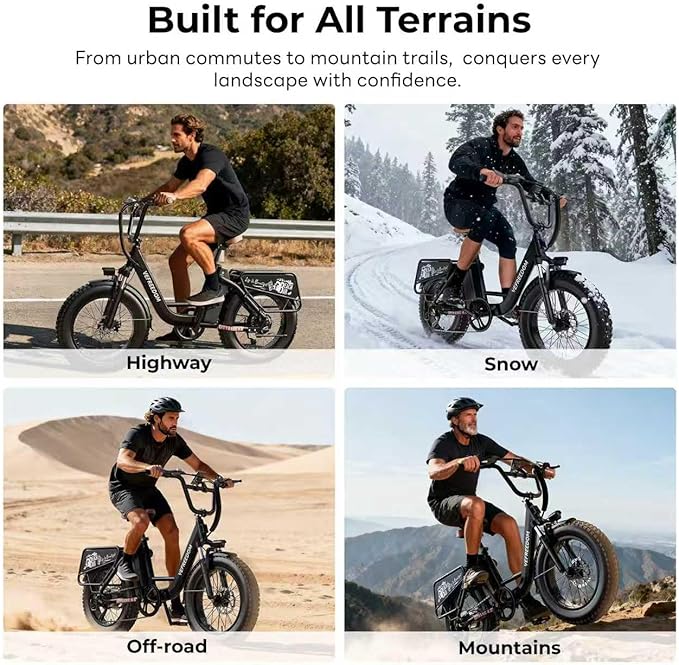 EUY Electric Bike for Adults with Peak 1500W Motor, 48V 20Ah Removable Battery Fast Ebike,Max 70Miles & 30MPH,20" x4.0 Fat Tire Commuting Electric Mountain Bike,7-Speed, Step-Thru Bicycle