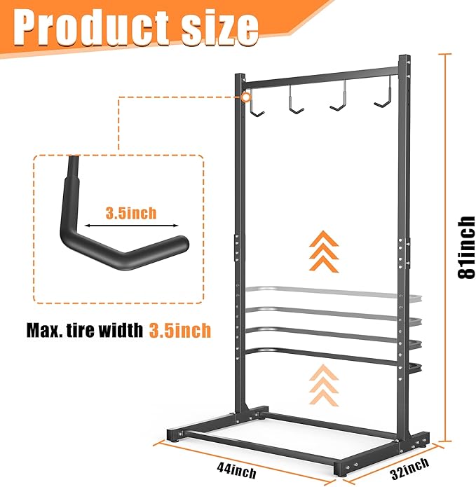TORACK Garage Freestanding Hanging Bike Stand for Garage, Heavy Duty 4 Bikes Vertical Bike Storage Stand Floor Bike Storage Rack