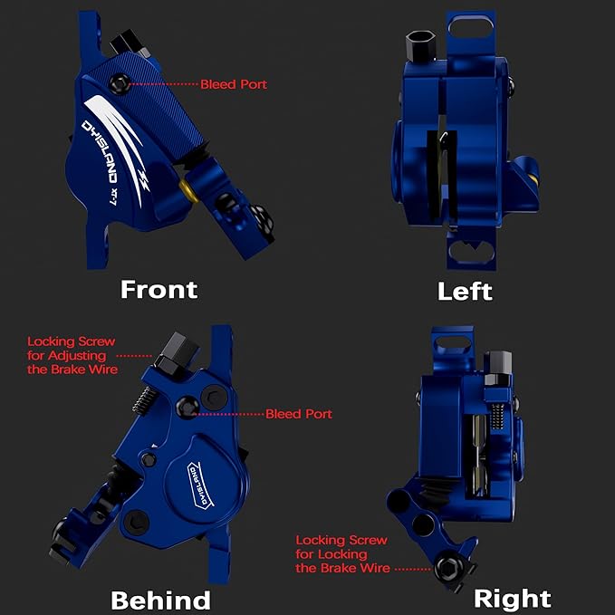 XT-7 Hydraulic Disc Brakes Calipers,Line Pulling/Cable Actuated Front & Rear Brake Calipers for MTB/Mountain Bike/E-Bike.