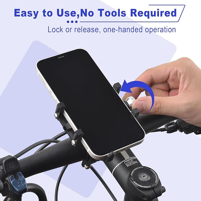 NineLeaf 10PK Bike Phone Mount Holder, Aluminum Motorcycle Phone Mount, Handlebar Mounted Cell Phone Holder for Bike, Camera Friendly, Rotatable, Universal Bicycle Phone Mount for 2.2-3.7 Inch Phones