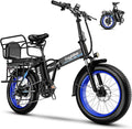 1000W Folding Electric Bike,48V 20AH Removable Battery E Bike,30+MPH,80 Miles Max Range Electric Bike for Adults,20" Fat Tire Foldable ebike,Adult Electric Bicycle for Commute Beach Snow
