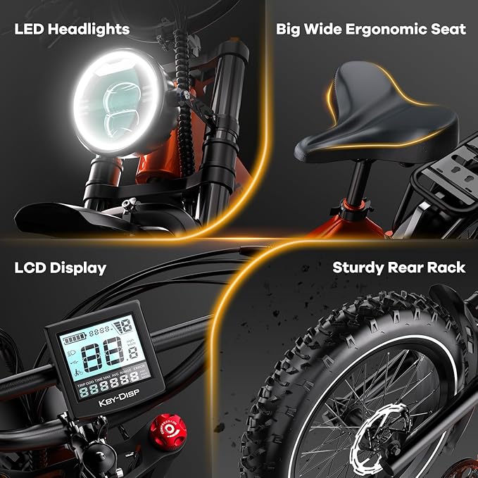 1000W(Peak 2000W)Folding Electric Bike for Adults,35MPH 100Mile,48V 25Ah Removable Battery,20" x 4.0 Fat Tire Foldable Electric Bicycle,8-Speed Electric Mountain E-Bike,UL Certified Commuter Ebikes