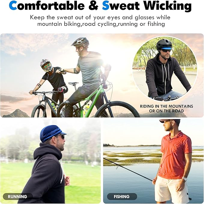 Hikenture Cycling Cap,Cooling Skull Cap Bike Hat with Sun Visor, Summer Breathable Helmet Liner Biking Cap for Men Women