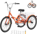 VEVOR Folding Adult Tricycle,Adult Folding Trikes, 3 Wheel Cruiser Bike with Large Basket & Adjustable Seat, Shopping Picnic Foldable Tricycles for Women, Men, Seniors