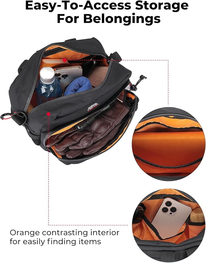 KEMIMOTO Motorcycle Handlebar Bag,Universal Tool & Crossbody Bag Dirtbike Storage Pouch for Front Fork Sissy Bar Compatible with Cruiser Softail Dyna Sportsters Rebel Cruiser 4.5L