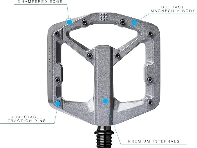 Crankbrothers Stamp Flat MTB Pedals - Size-Specific, Lightweight, Versatile, Durable Bike Pedals