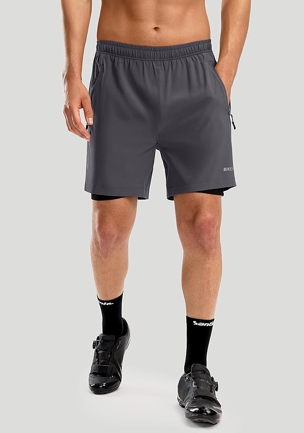 Bikewa Men's Mountain Bike Shorts 3D Padded Loose-fit Riding Biking Cycling Bicycle Biker Shorts for Men Zipper Pockets