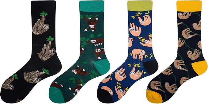 Cansok Men's 2/4 Packs Fun Crazy Novelty Dress Crew Socks