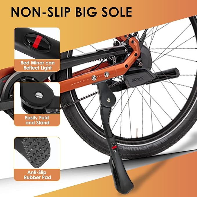 Bike Kickstand 24"-29", Adjustable Height, for Adult Bikes, Kids Bikes, Electric Bikes, Mountain Bikes, Fat Tire Bikes, Motorcycles, Requires 2 Holes in Chainstay (40mm Apart)