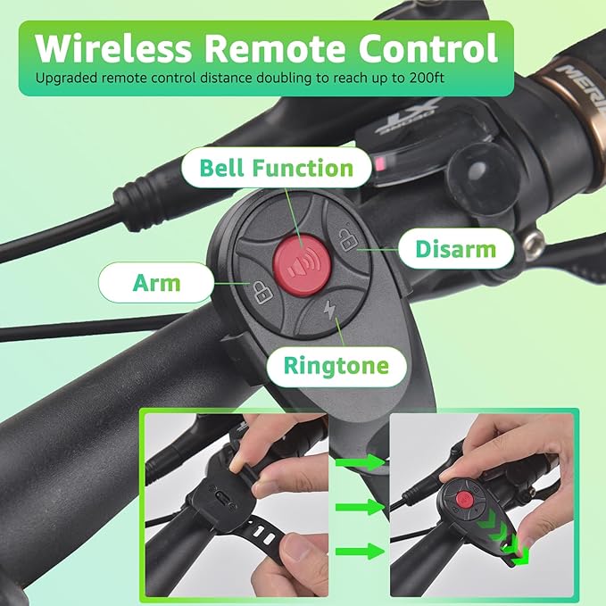 113dB Bike Alarm, Motorcycle Alarm, Bicycle Alarms with Remote, Moped Alarm System, Car Vibration Sensor Alarm, Universal Strap Fits All Handlebar Sizes, IP65 Waterproof Super Loud, 10Pack