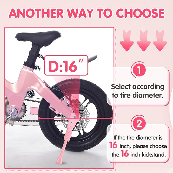 LEICHTEN Kickstand for Kids Bike, Kids Bike Kickstand for 12/14/16/18/20 Inch Wheel Children's Bicycle Single-Side Kick Stand Rear Mount Bikes Support Racks for Girls and Boys Bike, Non-adjustable