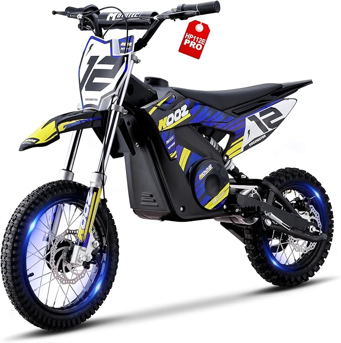 KOOZ HP112E PRO 36V 1000W Electric Dirt Bike for Kids, 3 Speed Modes Teen Electric Motorcycle Up to 20.6 MPH& 19 Miles Long-Range, Dual Suspension & Disc Brake, 16" Sturdy Tire