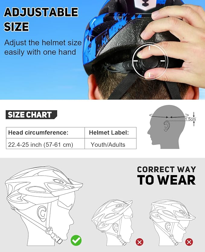 Bike Helmet with USB Rechargeable LED Light Detachable Goggles and Sun Visor, Mountain & Road Bicycle Helmets for Men Women Adult Cycling Helmets